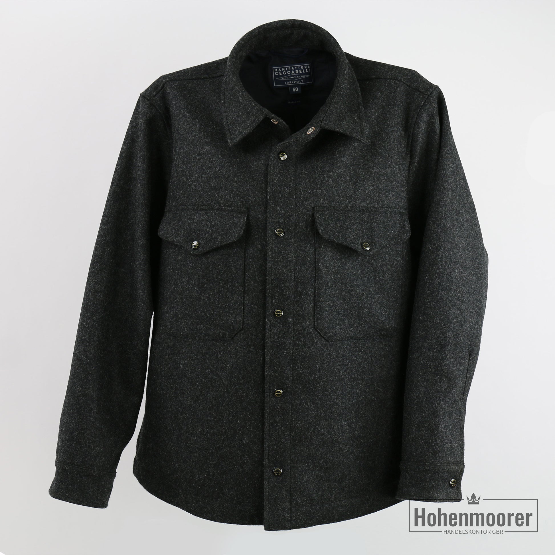 Wool Heavy Shirt 7083-QR Charcoal | Hohenmoorer Handelskontor Hemdjacke